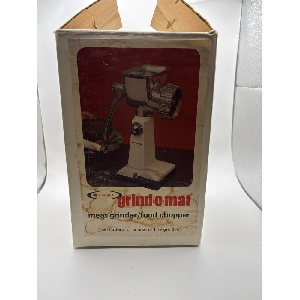Rival Grind-o-Mat 303 VTG Meat‎ Grinder Food Chopper Grind-O-Matic White In Box